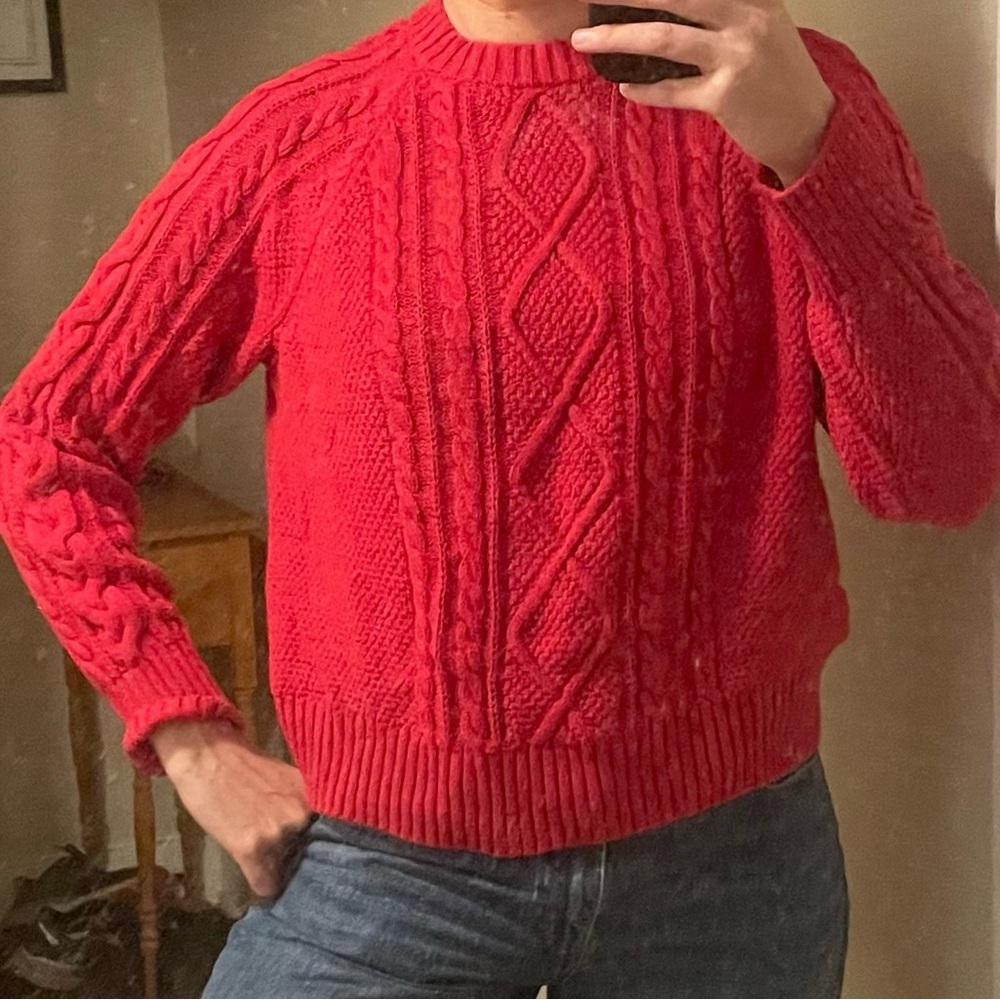 Cotton GAP Red Cable Knit Sweater